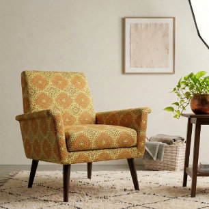 Tecido Padrão Geométrico Amarelo e Laranja