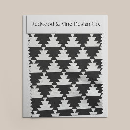 Tecido Padrão Geométrico Aztec, preto e marfim moderno