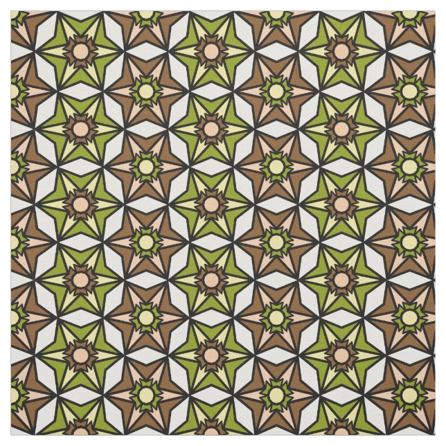 Tecido Padrão Geométrico Azul, Branco Castanho (Modelo)