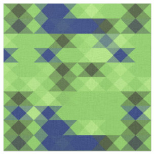 Tecido padrão geométrico azul e verde