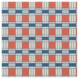 Tecido Padrão Geométrico Azul e Vermelho