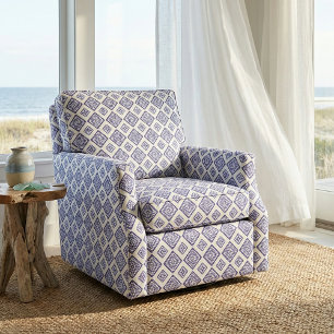 Tecido Padrão Geométrico Azure Azure Azure Azul e Branco