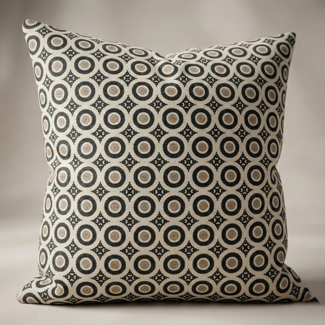 Tecido Padrão Geométrico Boho Chic Black & Beige (Criador carregado)