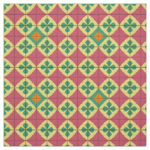 Tecido Padrão Geométrico Colorido com Azulejo Simétrico