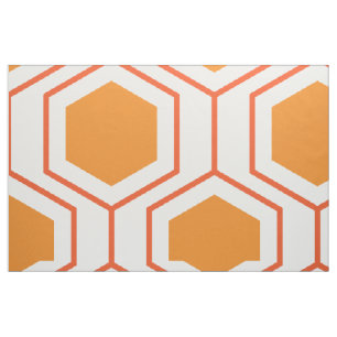 Tecido Padrão geométrico de abstrato hexágono em laranja