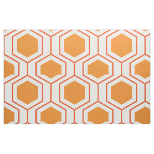 Tecido Padrão geométrico de abstrato hexágono em laranja
