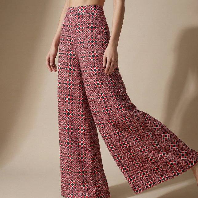 Tecido Padrão Geométrico de Arte Vermelha Preta e Branca (Criador carregado)