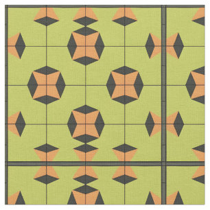 Tecido Padrão Geométrico de Azulejos com Cores Vibrantes