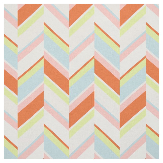 Tecido Padrão geométrico de chevron laranja rosa amarelo  (Modelo)