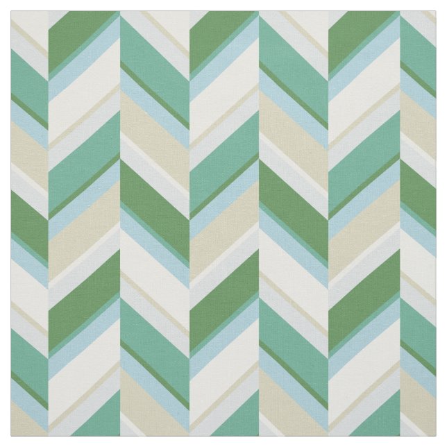 Tecido Padrão geométrico de chevron verde azul bege elega (Modelo)