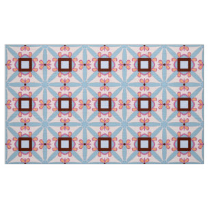 Tecido Padrão geométrico decorativo vermelho e rosa