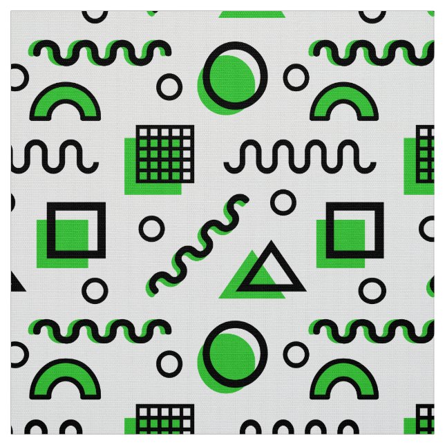 Tecido Padrão Geométrico do Estilo Memphis 110719 - Verde (Modelo)