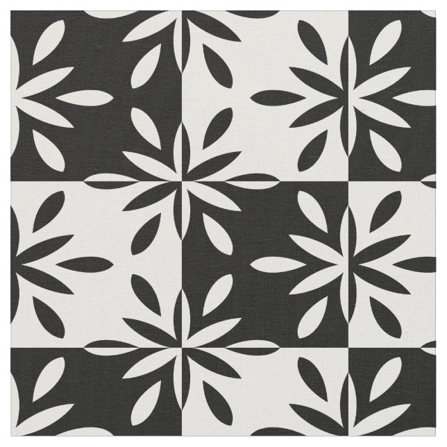 Tecido Padrão Geométrico do Flor Gráfico Preto e Branco (Detalhe)