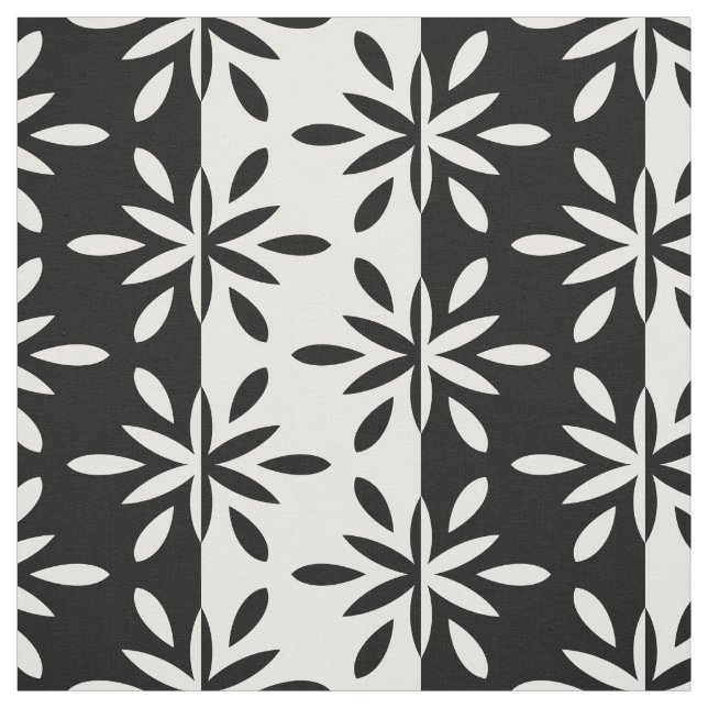 Tecido Padrão Geométrico do Flor Gráfico Preto e Branco (Modelo)