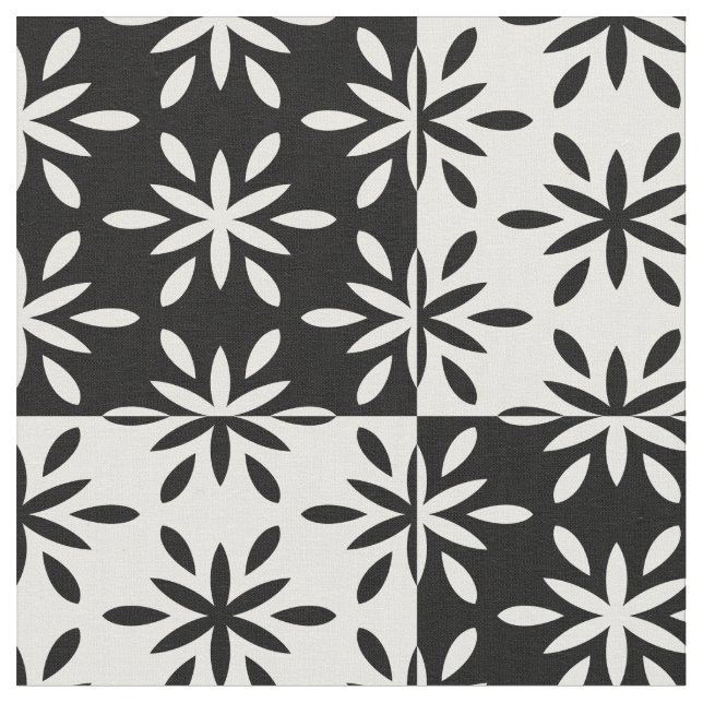 Tecido Padrão Geométrico do Flor Gráfico Preto e Branco (Detalhe)