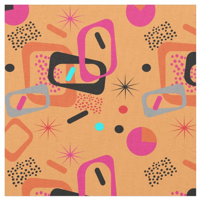 Tecido Padrão Geométrico do Meio século Moderno (Detalhe)