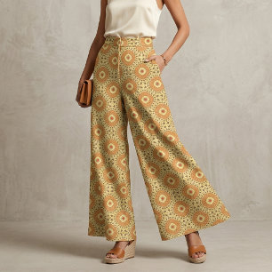 Tecido Padrão Geométrico do Mosaico Amarelo-Laranja-Boho