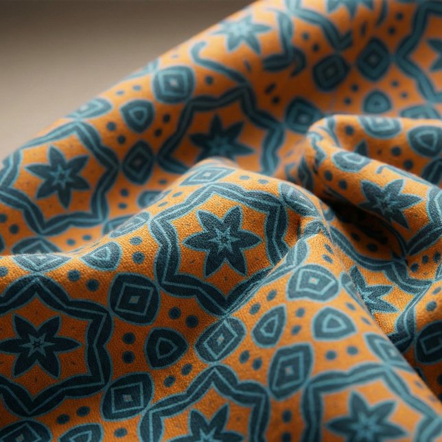 Tecido Padrão Geométrico do Na moda Boho Amarelo e Azul (Criador carregado)