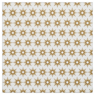 Tecido Padrão Geométrico Dourado de Starburst Vintage