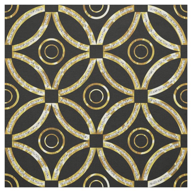 Tecido Padrão Geométrico Dourado e Branco Moderno da Lâmi (Modelo)