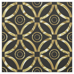 Tecido Padrão Geométrico Dourado e Preto Moderno