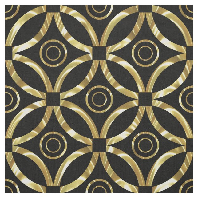 Tecido Padrão Geométrico Dourado e Preto Moderno (Modelo)