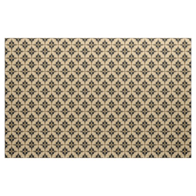 Tecido Padrão Geométrico Elegante em Dourado e Preto (Fat Quarter)