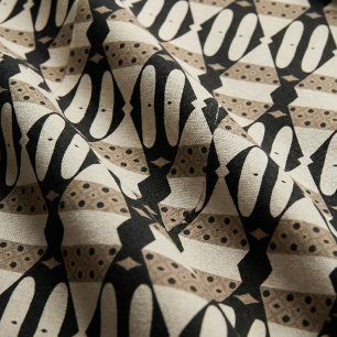 Tecido Padrão Geométrico Elegante Ornamental Black & Beig