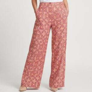 Tecido Padrão Geométrico Etnico Vermelho Boêmico Árabe