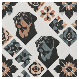 Tecido Padrão Geométrico Floral de Rottweiler