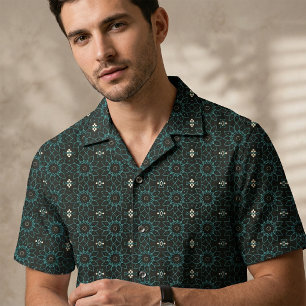 Tecido Padrão Geométrico Floral do Na moda de Preto e Tea