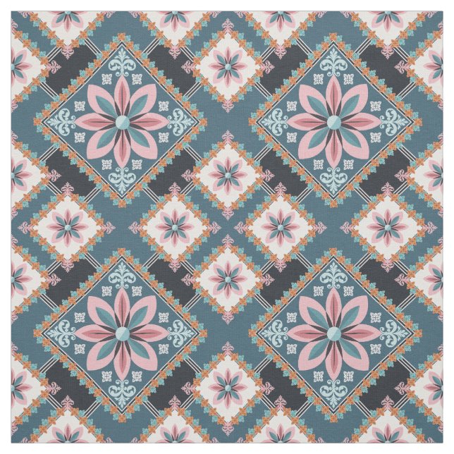 Tecido Padrão Geométrico Floral Moderno de Pastel sem cos (Modelo)