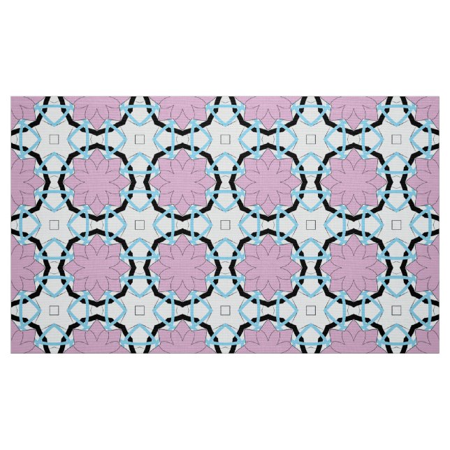 Tecido Padrão geométrico floral rosa decorativo (Fat Quarter)