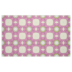 Tecido Padrão geométrico floral rosa decorativo