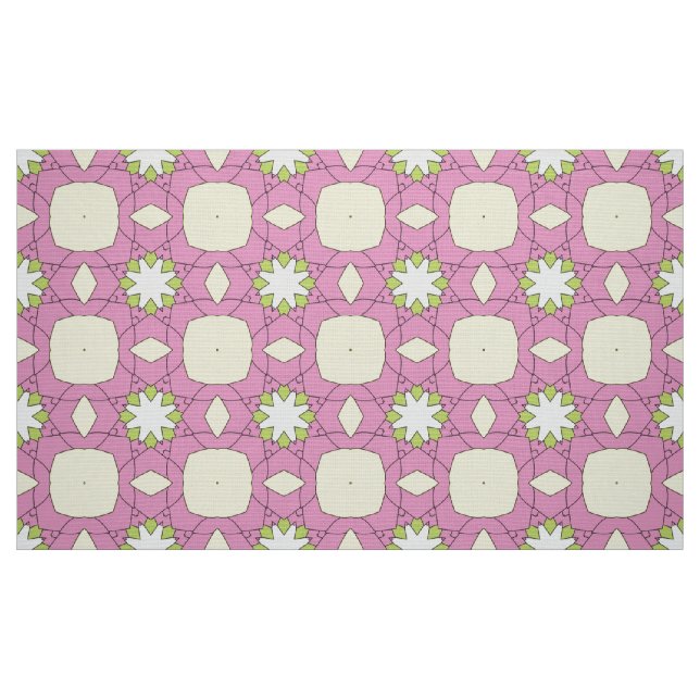Tecido Padrão geométrico floral rosa decorativo (Fat Quarter)