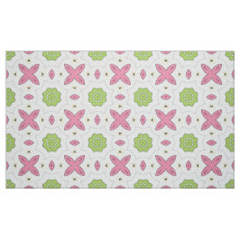 Tecido Padrão geométrico floral verde decorativo