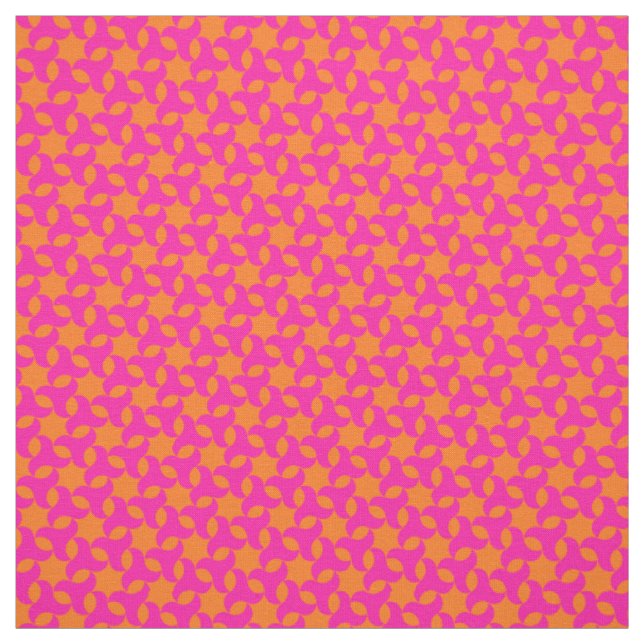 Tecido Padrão Geométrico Islâmico Laranja e Rosa Chocante (Modelo)