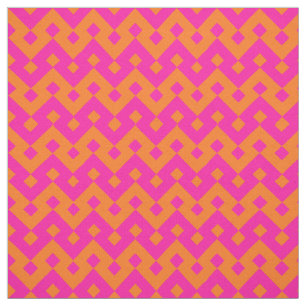 Tecido Padrão Geométrico Islâmico Laranja e Rosa Chocante