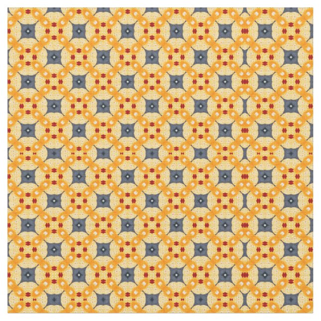 Tecido Padrão geométrico laranja e azul (Detalhe)