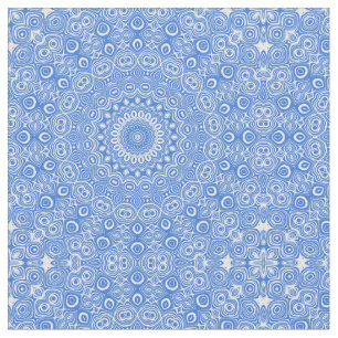 Tecido Padrão Geométrico Mandala Azul Azure