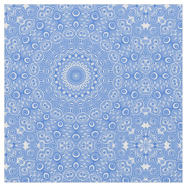 Tecido Padrão Geométrico Mandala Azul Azure (Detalhe)