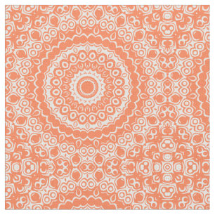 Tecido Padrão Geométrico Mandala de Coral