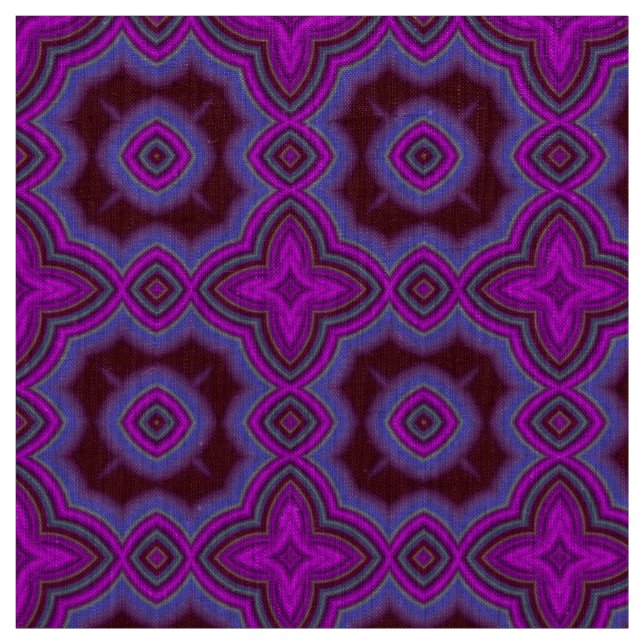 Tecido Padrão geométrico marroquino azul e roxo (Amostra)