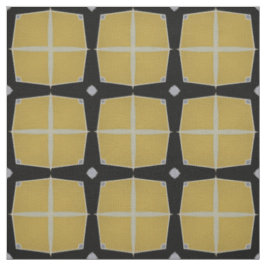 Tecido Padrão Geométrico Moderno Amarelo e Negro