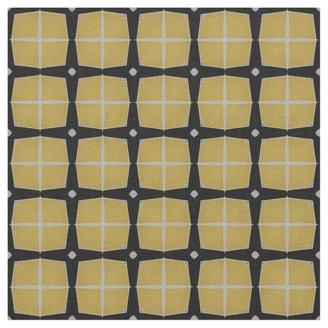 Tecido Padrão Geométrico Moderno Amarelo e Negro (Detalhe)