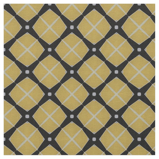 Tecido Padrão Geométrico Moderno Amarelo e Negro (Detalhe)