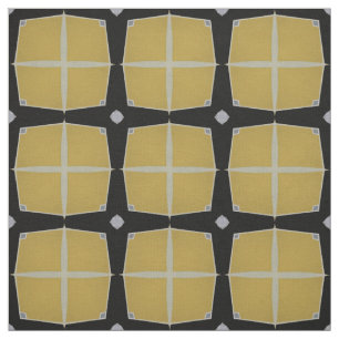 Tecido Padrão Geométrico Moderno Amarelo e Preto