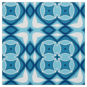 Tecido Padrão Geométrico Moderno do Azulejo Denim Azul e 