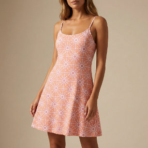 Tecido Padrão Geométrico Na moda do Laranja e Rosa