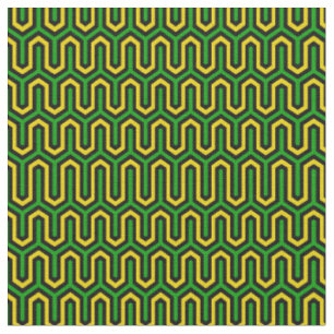 Tecido Padrão Geométrico nas Cores da Bandeira Jamaicana